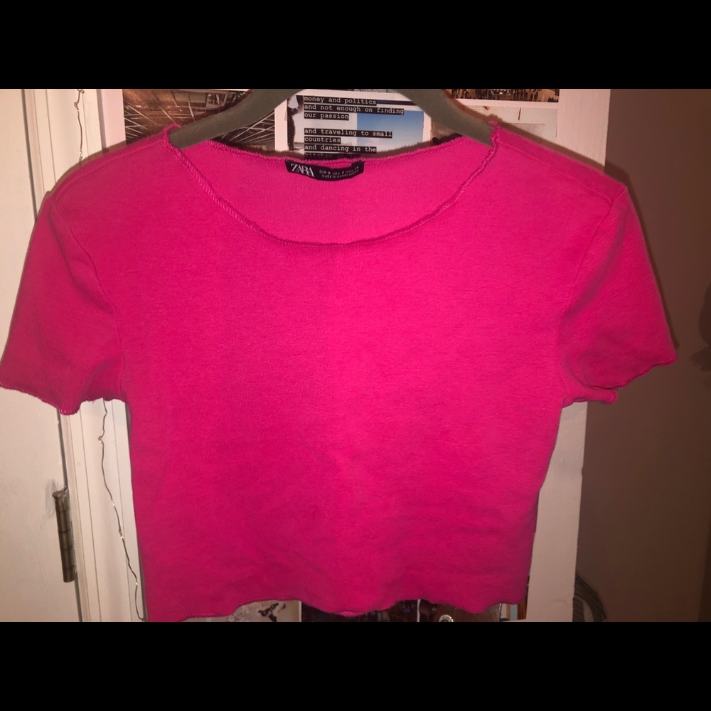 Cropped hot pink top from Zara